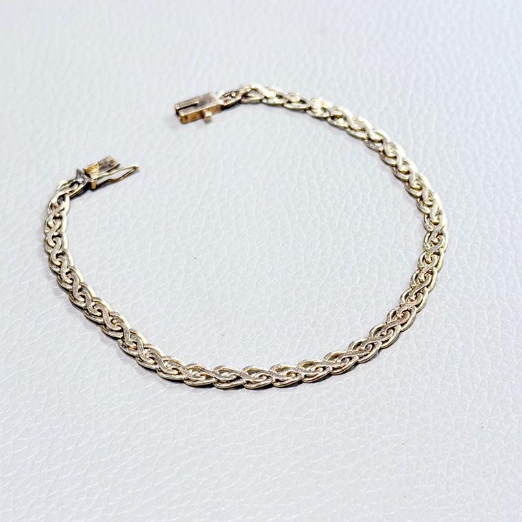 Braided rope gold bracelet 3.90mm 14kt yellow gold front view