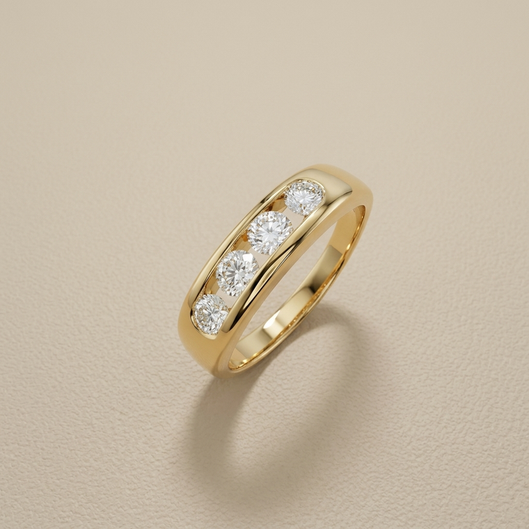 4-Stone Channel Set Diamond Wedding Ring 0.50ct