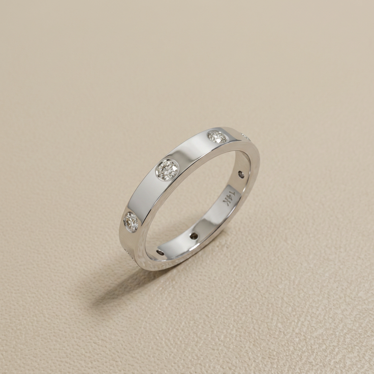 Flat Diamond Band 0.31tcw 14kt White Gold Size 6.75