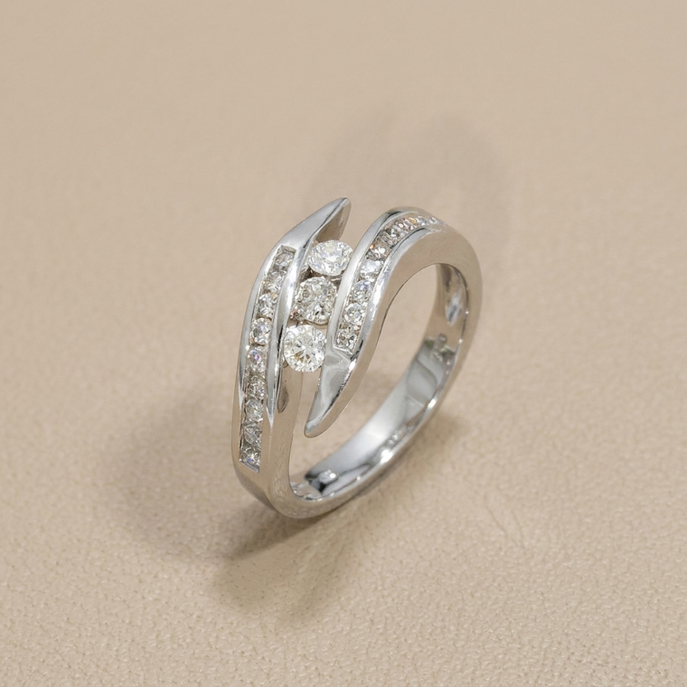 Bypass Diamond Ring White Gold 0.75tcw