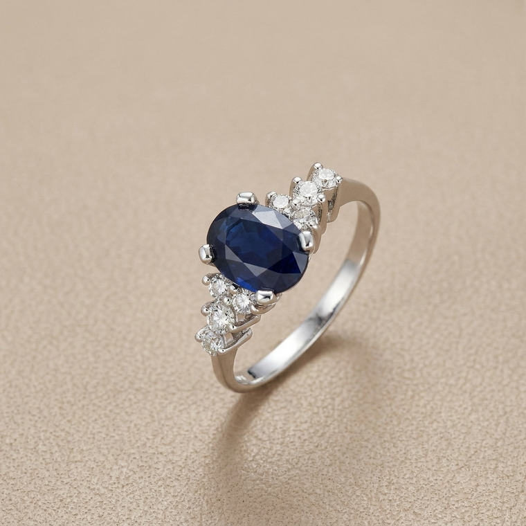 1.85tcw oval-cut sapphire engagement ring — front view