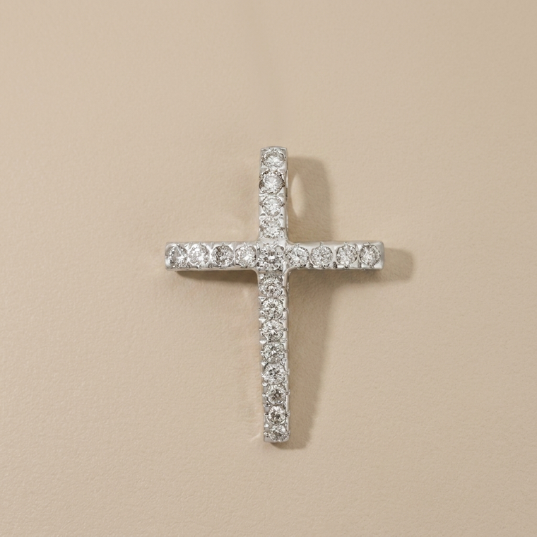 Vintage Diamond Cross Pendant 0.21tcw White Gold 10kt