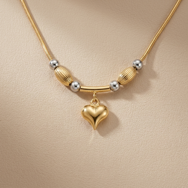 Heart Drop Gold Necklace 6.50g