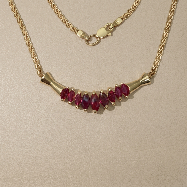 Lab Created Marquise Ruby Necklace
