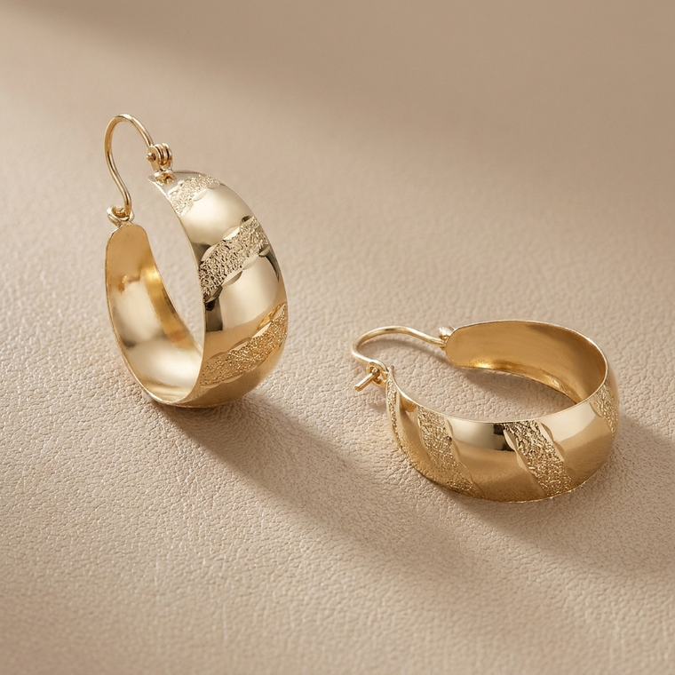 Satin Finish Gold Hoops 10mm 3.90g