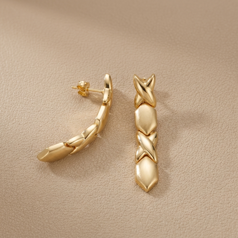 Matte Finish Gold Dangling Earrings 5.45g
