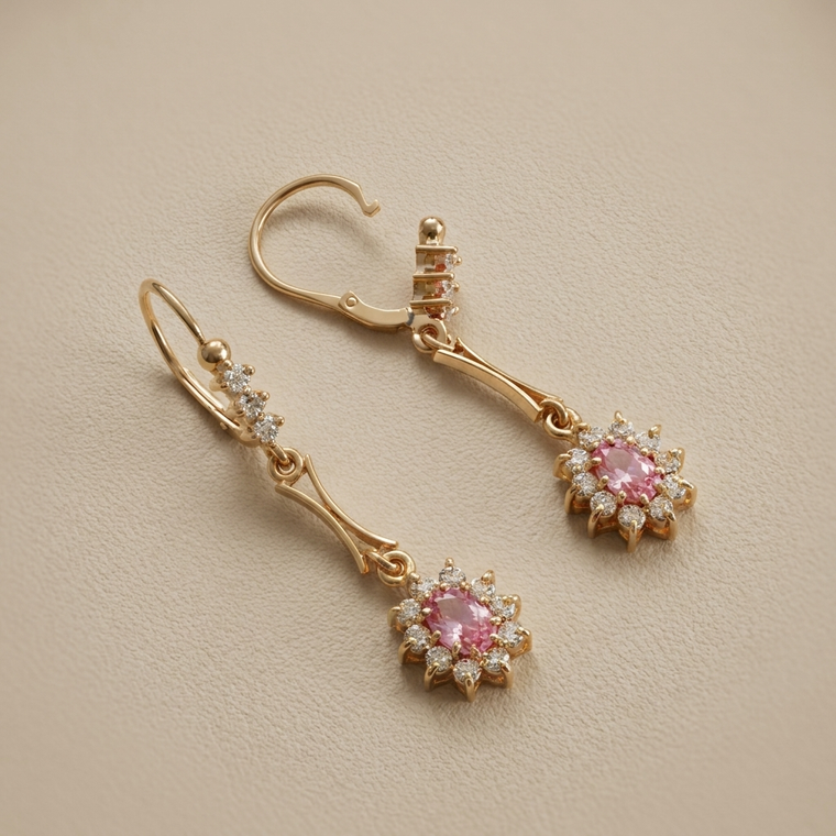 Pink Quartz Drop Earrings 4.90g
