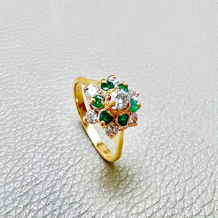 14kt Gold Emerald Diamond Ring