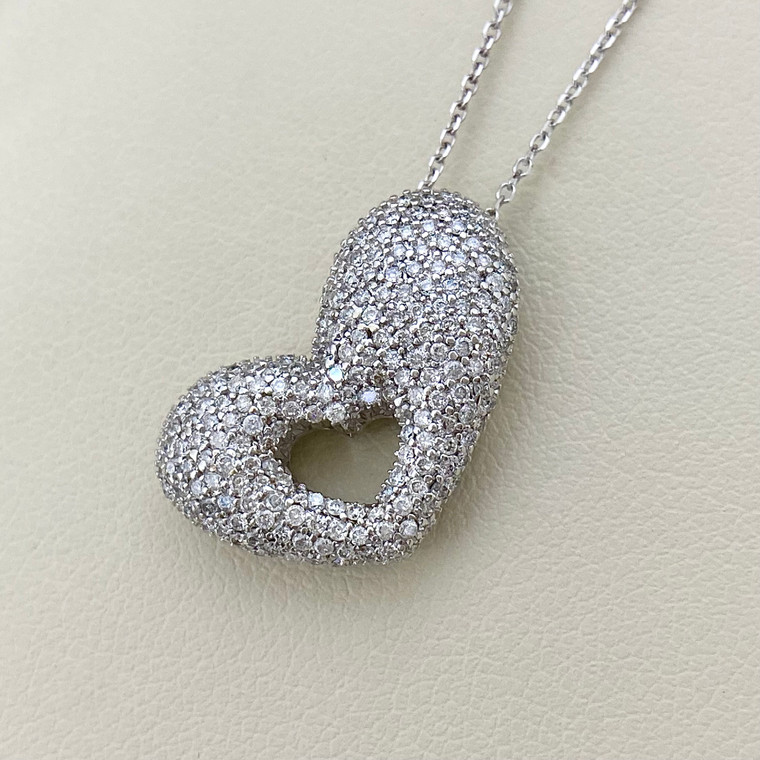 Diamond Cluster Heart Necklace 0.75tcw
