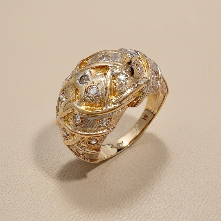 Vintage Dome Diamond Cocktail Ring | 14K Yellow Gold 0.41 ct tw
