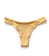 These gold 80ies inspired, high leg cut bikini bottoms come with a rib textured lycra