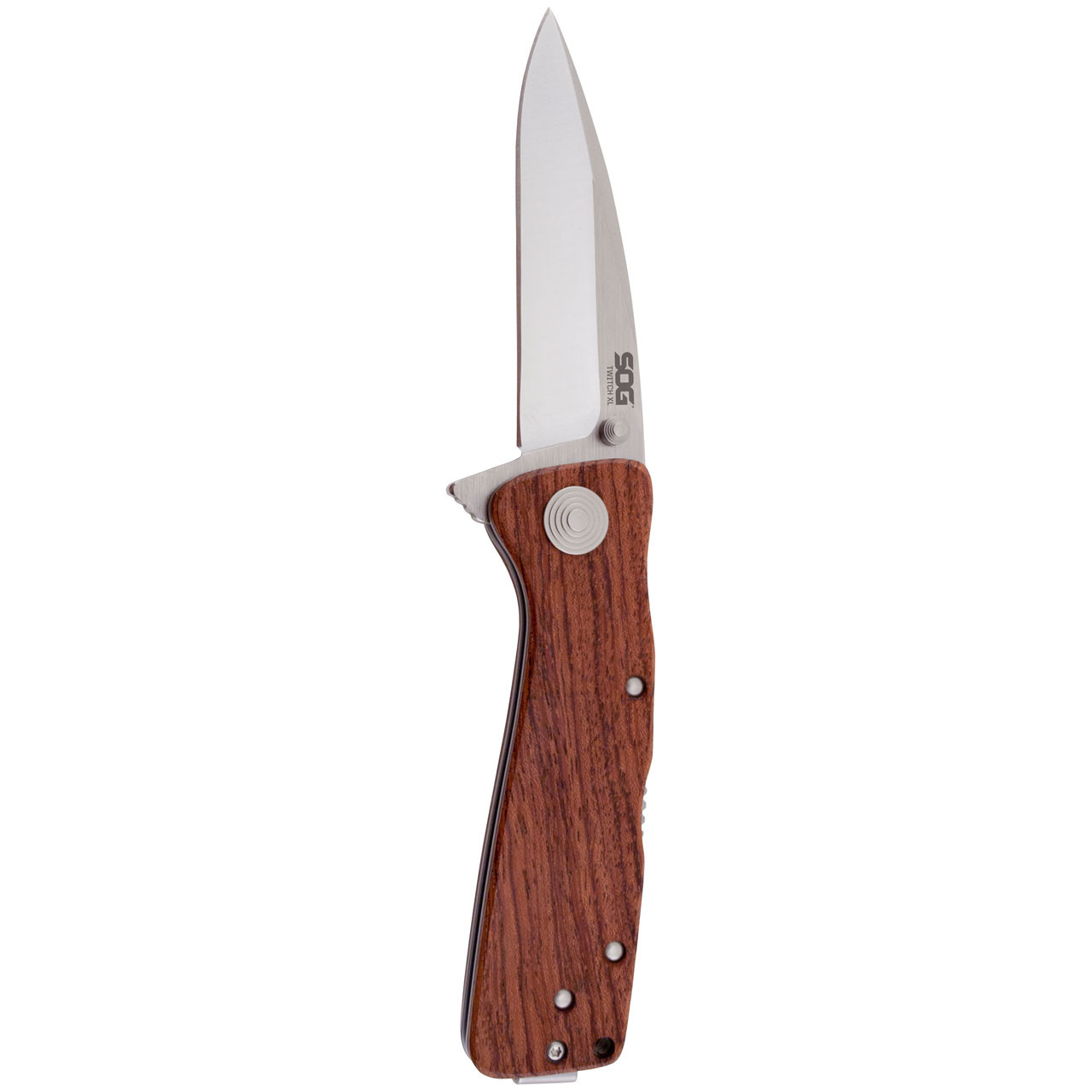 Twitch XL - Drop Point, Satin, Wood Handle - SOG Knives Phase 2