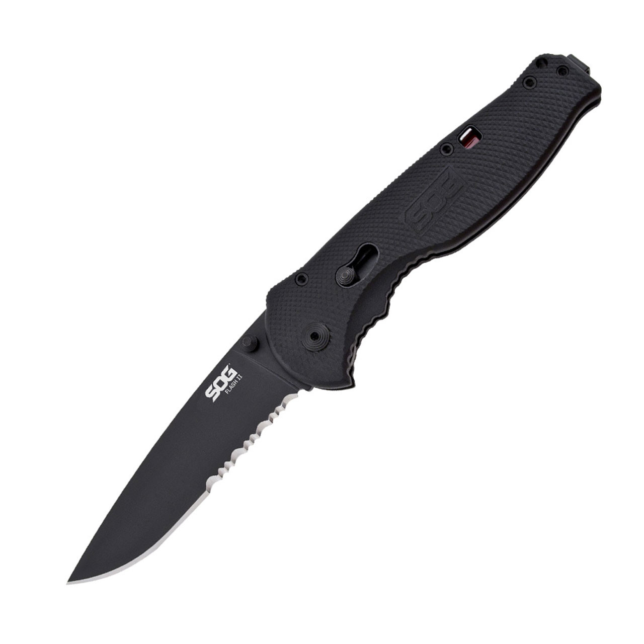 Flash II - Drop Point, Black, Serrated