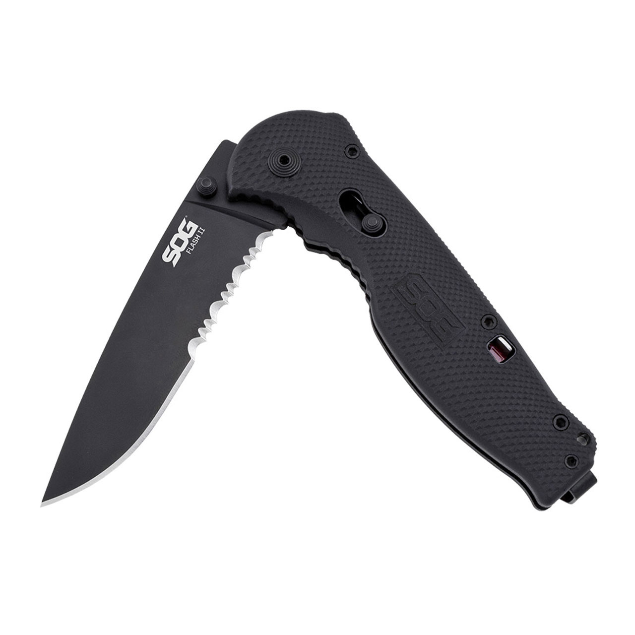 Flash II - Drop Point, Black, Serrated