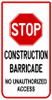 Stop Construction Barricade Tag