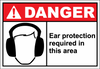 Danger Sign ear protection required in this area