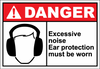 Danger Sign excessive noise ear protection must be