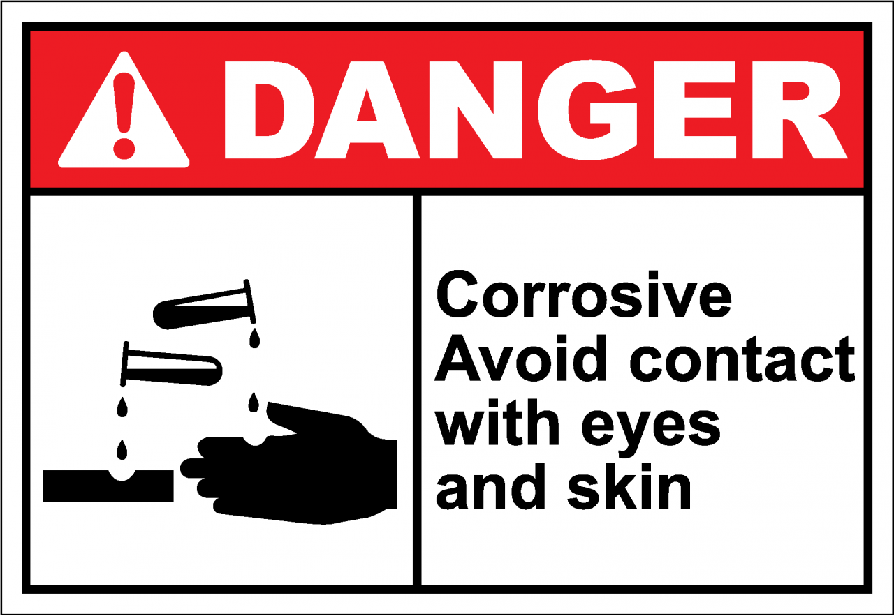 Danger Sign corrosive avoid contact with eyes