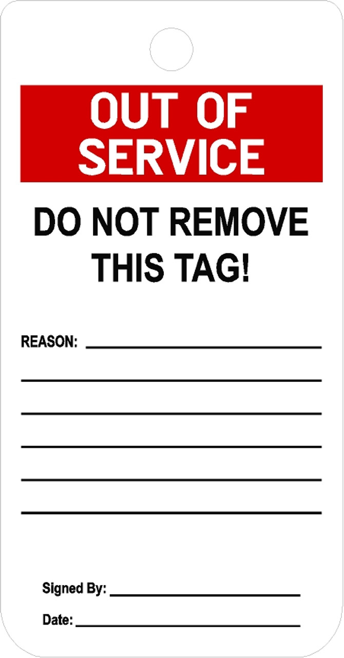 Notice Out Of Service tag