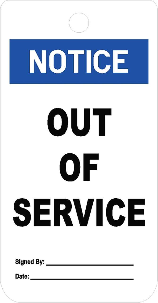 Danger Out Of Service tag