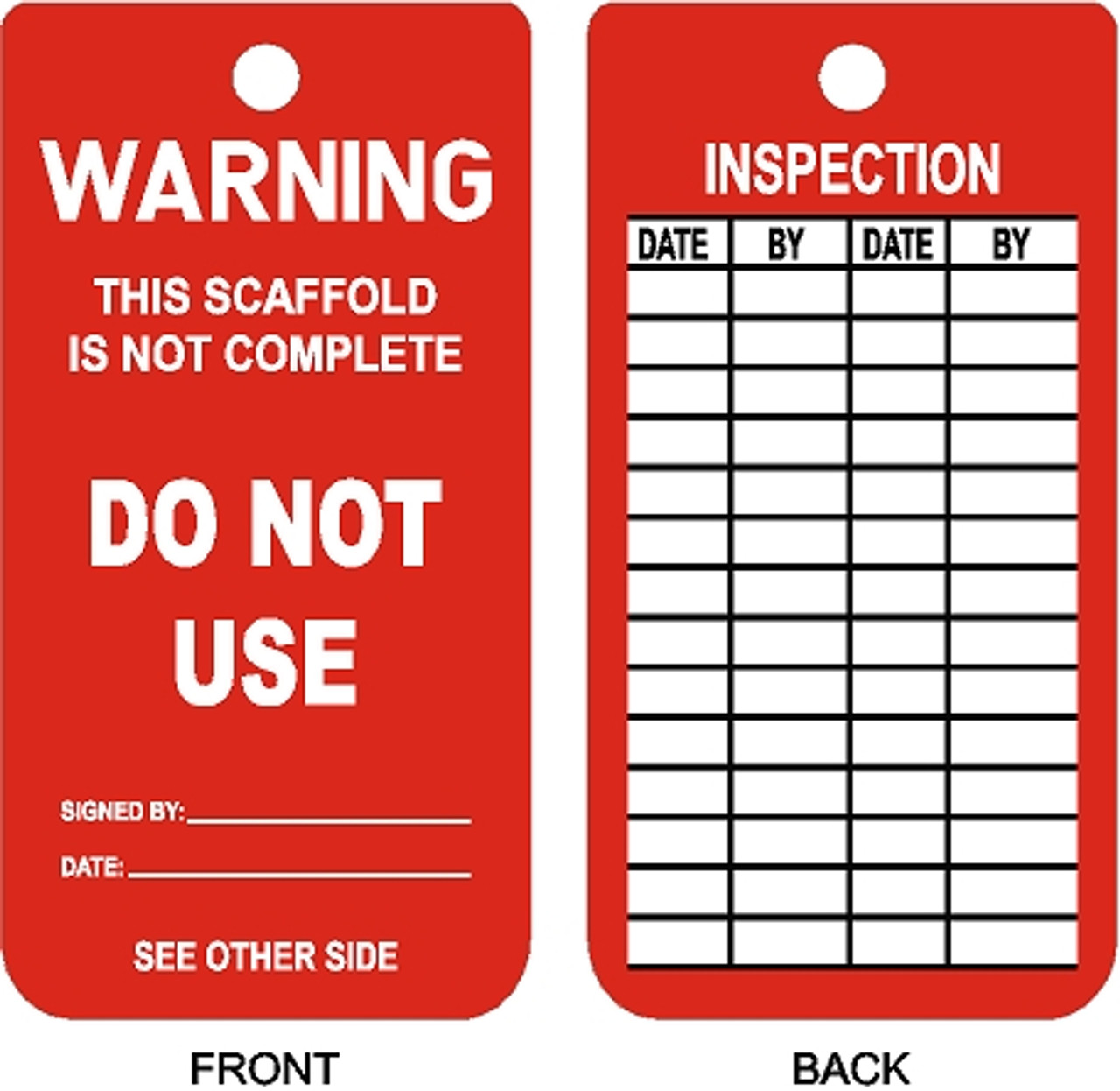 Scaffold Permit incomplete tag