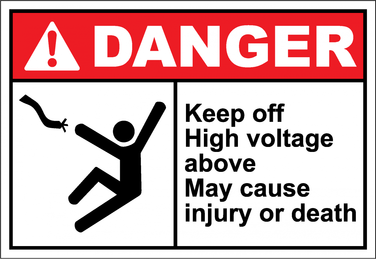 Danger Sign keep off high voltage above
