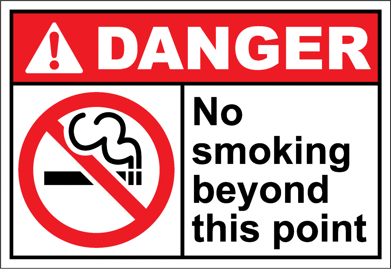 Danger Sign no smoking beyond this point