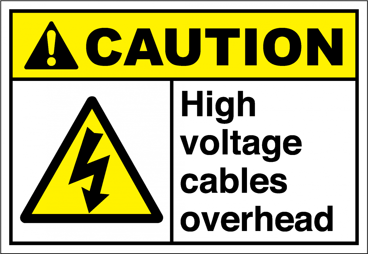 Caution Sign High Voltage Cables Overhead