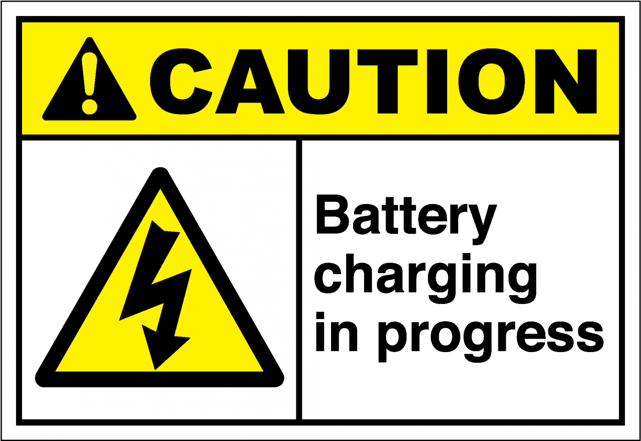 Caution Sign - battery charging in progress