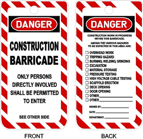 Construction Barricade Tag