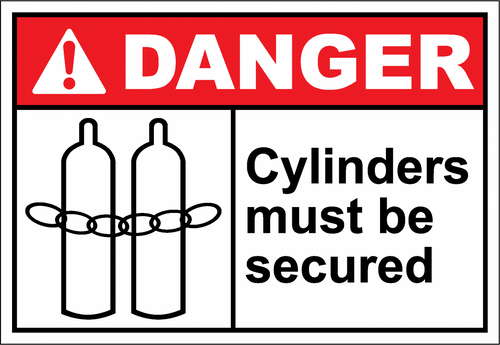 Danger Sign cylinders must be secured