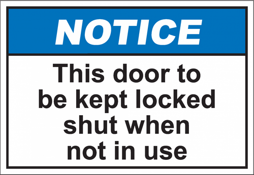 Seco Schild „Keep Locked Shut“ – 100 X 100 Mm, Selbstklebend, Halbstarrer Kunststoff, Blau-weiß
