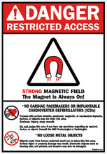 Danger Restricted Access 5 Gauss Line Non-Magnetic Sticker MTM2500-01