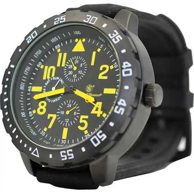 Smith & Wesson Calibrator Watch Yellow Black Rubber Strap