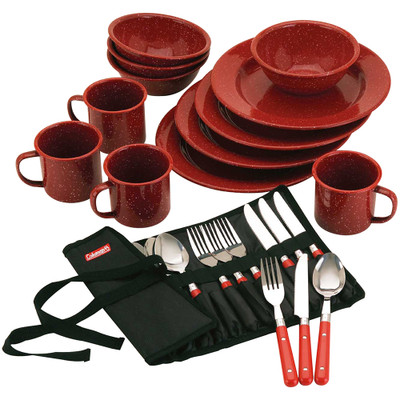 Coleman 24-Piece Red Speckled Enamelware Cook Set