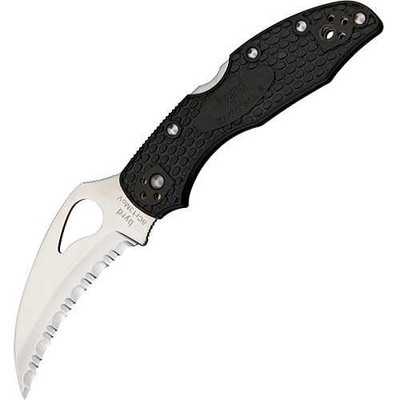 Byrd Hawkbill Serrated 8Cr13MoV Black GFN Lockback Knife