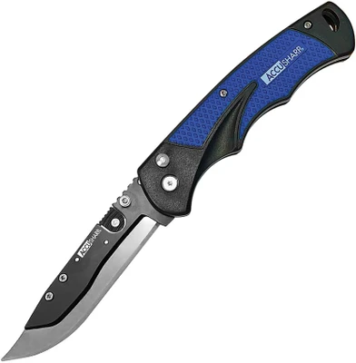 AccuSharp 3.5 in Black/Blue Razor Folding Knife