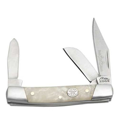 Rite Edge White Pearl Stockman Three Blade Folding Knife