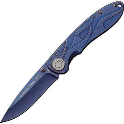Case Tec X Harley 4.5 Inch Blue Stainless Framelock Knife