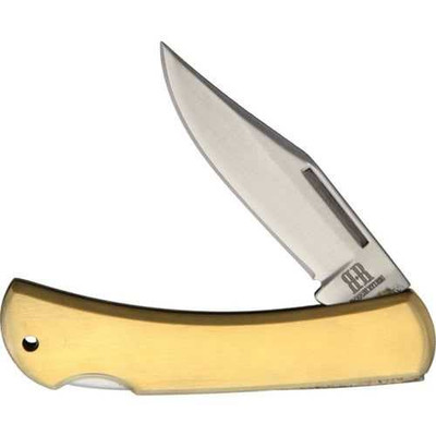 Rough Rider 1978 Brass Satin Stainless Blade Lockback Knife