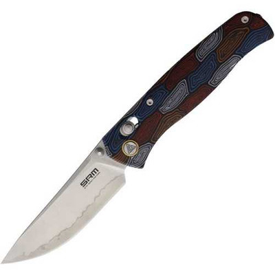 SRM 255L Ambi Lock Damascus 4.25 inch Folding Knife