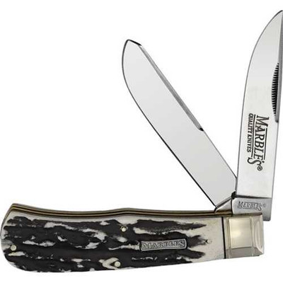 Marbles Jumbo Trapper Black Stag Bone Knife