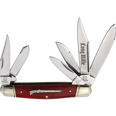 Rough Rider Long Rifle Six Blade Stockman Red Bone Knife