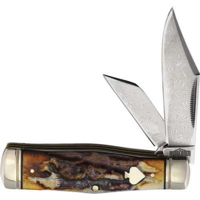 Rough Rider Coke Bottle Cinnamon Bone Damascus Knife