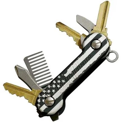 KeyBar Flag Aluminum Key Organizer Distressed Black