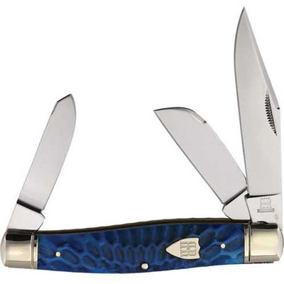 Rough Rider Large Stockman Mirror Finish Knife Blue Bone