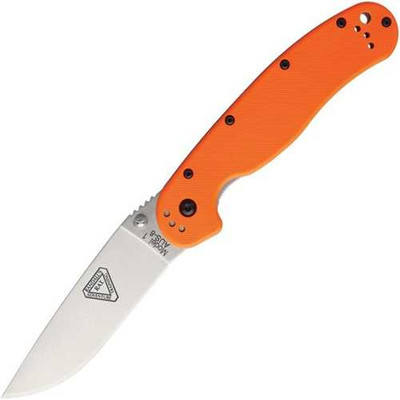 Ontario RAT I Linerlock Orange Handle Knife with AUS 8 Blade