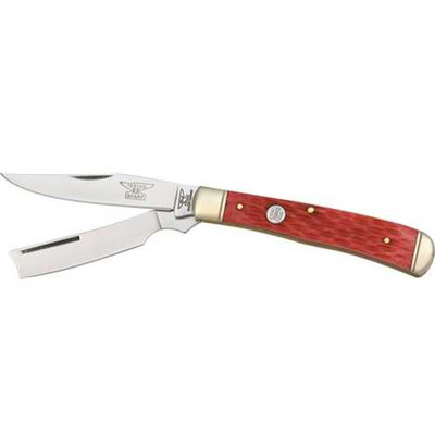 Rough Rider Razor Trapper Red Jigged Bone Folding Knife