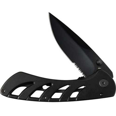 Case TecX Black Exo-Lock Partially Serrated Knife