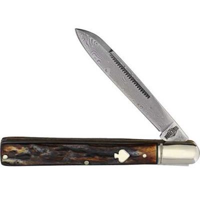 Rough Rider Cinnamon Bone Damascus Doctor Knife